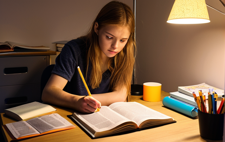 **Image Prompt:** A determined student, illuminated by a desk lamp, studying insurance textbooks late into the night in a cozy Dutch "studentenkamer" (student room). Books are open, highlighters are scattered, and a motivational sticky note is visible on a laptop. A half-empty "stroopwafel" package sits nearby.