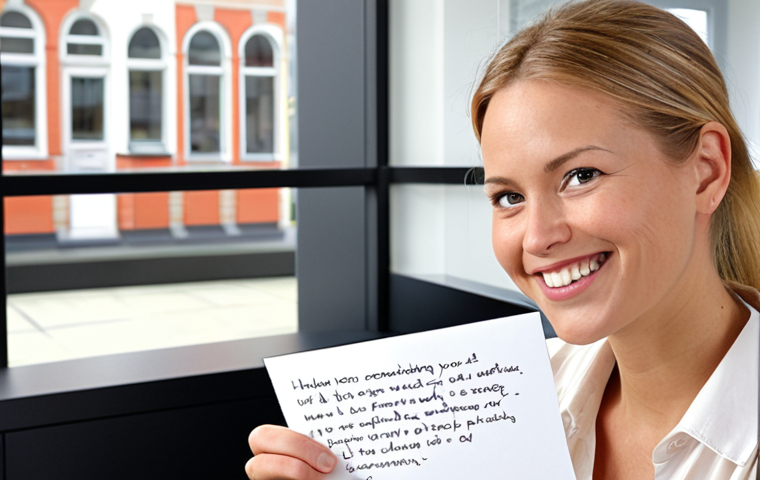 **
Prompt: Insurance broker sending a handwritten birthday card to a client. The setting is a modern, bright office. Focus on the warm, personal connection and genuine smile of the broker. Include elements of Dutch culture subtly in the background.
**