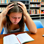 **Prompt:** A split image showing a young adult student in a Dutch setting. On one side, they look overwhelmed and fatigued, surrounded by messy Wft (Wet op het financieel toezicht) study books, perhaps rubbing their temples, conveying mental overload. On the other side, the same student is focused and calm, actively engaging with study materials using smart techniques like a Pomodoro timer and flashcards, with organized digital notes on a tablet, symbolizing effective learning and a breakthrough.
