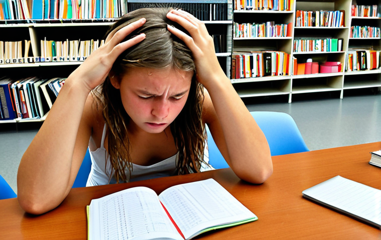 **Prompt:** A split image showing a young adult student in a Dutch setting. On one side, they look overwhelmed and fatigued, surrounded by messy Wft (Wet op het financieel toezicht) study books, perhaps rubbing their temples, conveying mental overload. On the other side, the same student is focused and calm, actively engaging with study materials using smart techniques like a Pomodoro timer and flashcards, with organized digital notes on a tablet, symbolizing effective learning and a breakthrough.