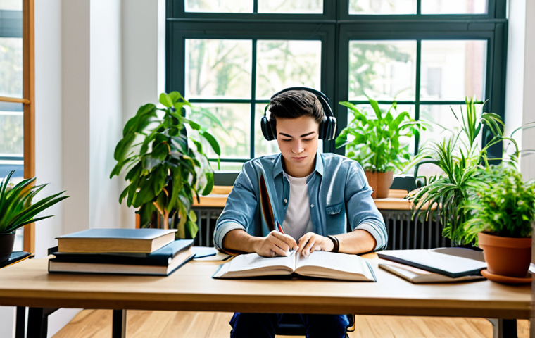 보험중개사 자격시험 이론 공부법 - Stress-Free Study Environment**

"A bright and airy study room with a student fully clothed in casua...