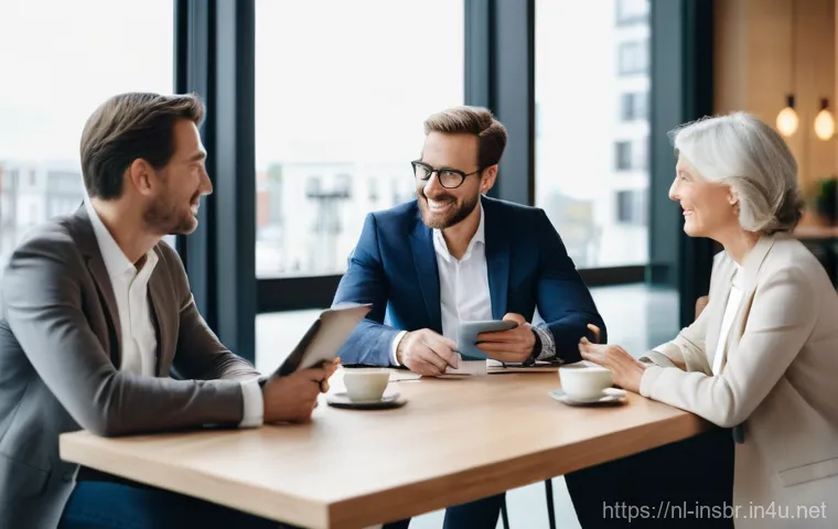 보험중개사 자격증과 취업 연계 사례 - **Prompt:** A warm and professional Dutch financial advisor, in their late 30s, with a friendly smil...