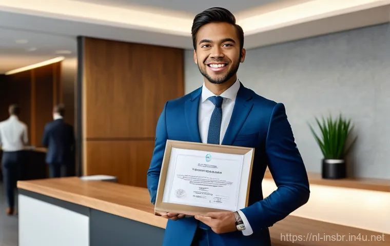 보험중개사 자격증과 취업 연계 사례 - **Prompt:** A warm and professional Dutch financial advisor, in their late 30s, with a friendly smil...