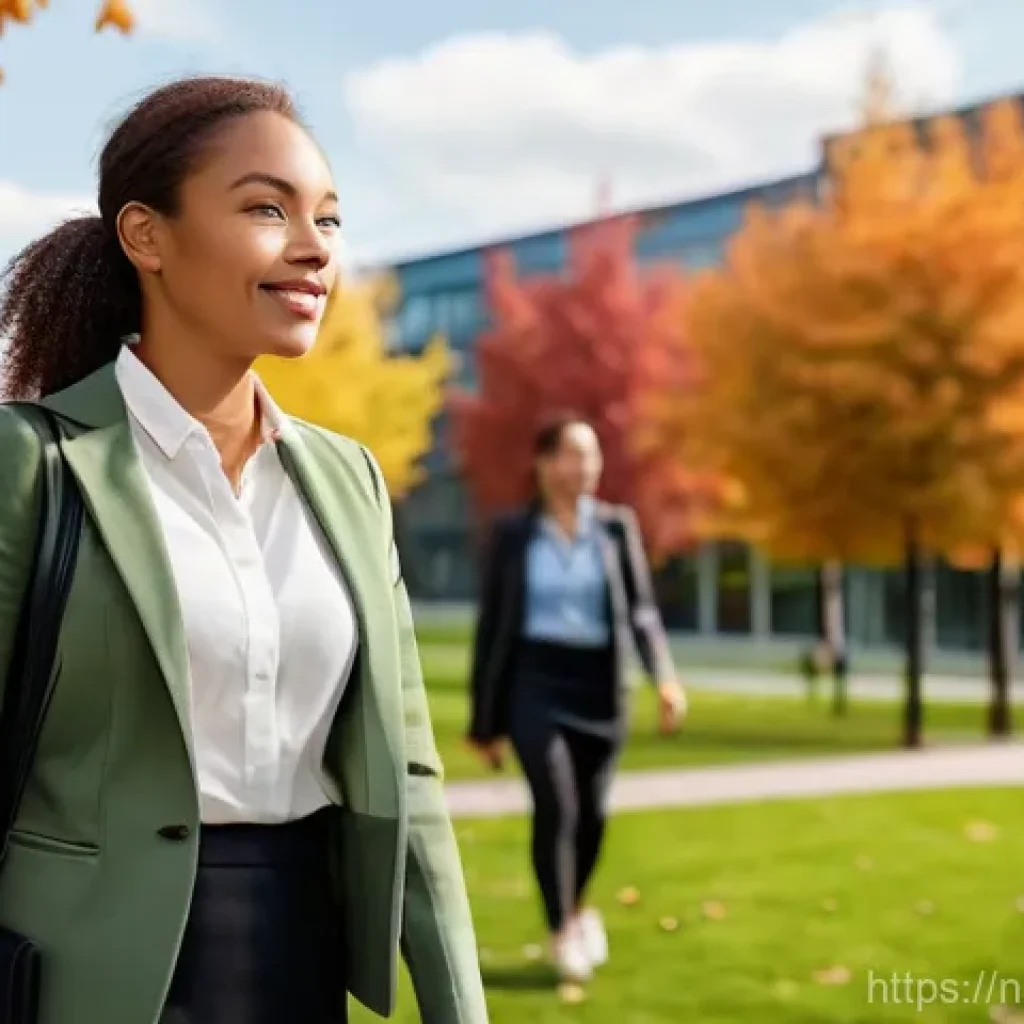 보험중개사 이론 공부를 위한 팟캐스트 추천 - **Prompt:** A diverse professional, perhaps in their late 30s, walking briskly through a modern, gre...