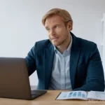 보험중개사와 고객의 신뢰 관계 구축 사례 - A Dutch person, approximately 40 years old, dressed in smart casual attire (e.g., a comfortable swea...