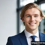 보험중개사 시험 합격 후 경력 시작 팁 - **Prompt:** A vibrant, close-up portrait of a confident young Dutch professional in their late 20s, ...