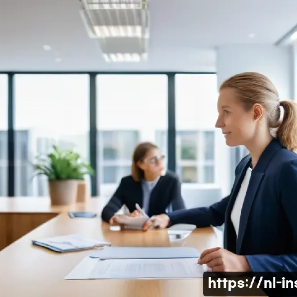 보험중개사와 관련된 윤리 강령 이해하기 - A professional Dutch insurance advisor in a modern office setting, engaged in an open and honest con...