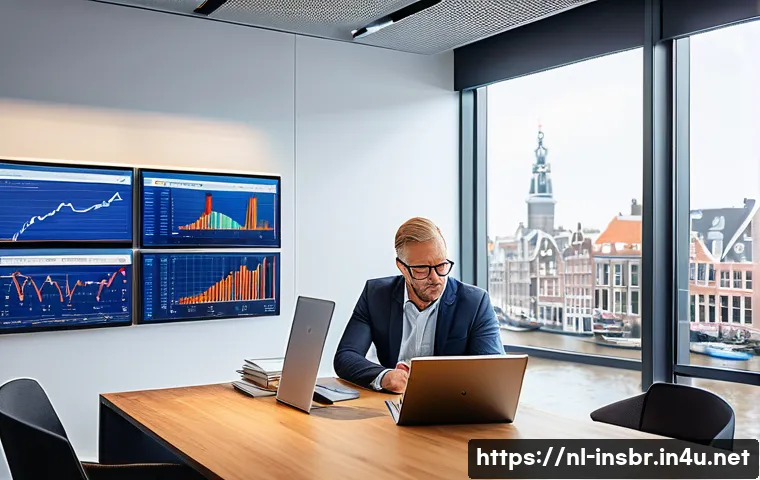 보험중개사 필수 읽어야 할 블로그 추천 - A modern Dutch insurance office interior showing a professional insurance broker consulting with a m...
