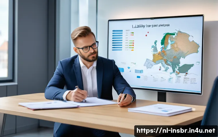 보험중개사 초보자가 알아야 할 용어 - A professional Dutch insurance broker sitting at a modern office desk, explaining insurance premium ...
