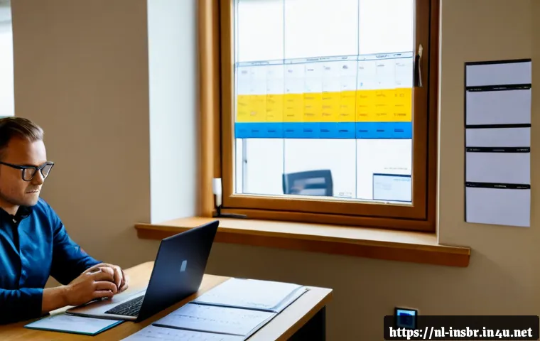 보험중개사 시험 준비를 위한 시간 관리 가이드 - Photorealistic Dutch insurance broker exam preparation scene, focused adult learner at a tidy home o...